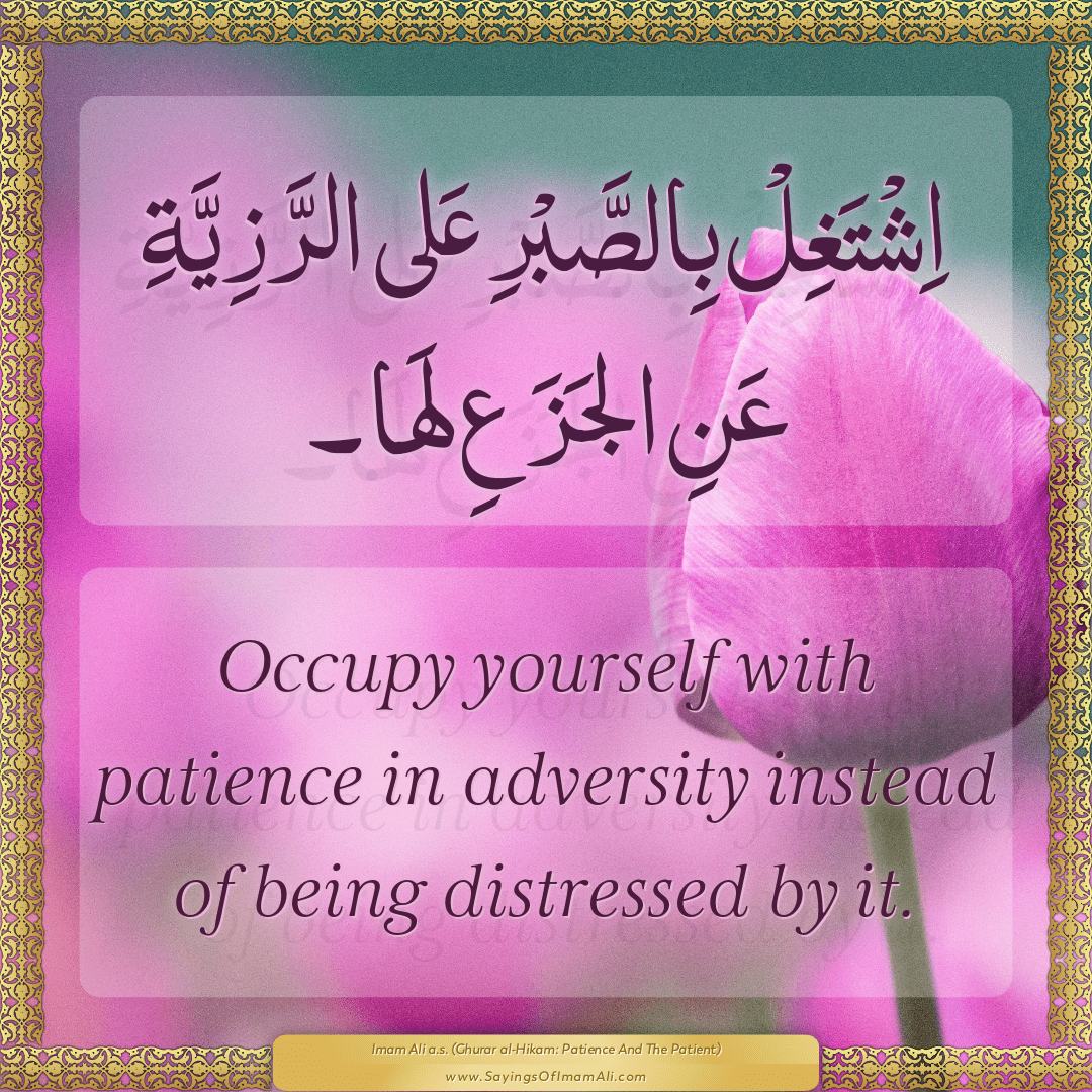 Occupy yourself with patience in adversity instead of being distressed by...